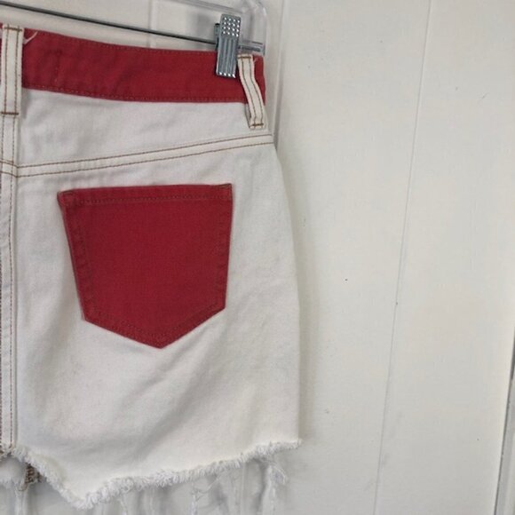 PacSun Womens Denim Skirt Color Block Distressed with Pockets Size 25 - Picture 8 of 13